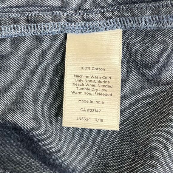 Talbots Square Neck Denim Shift Dress Blue Cotton Chambray 3/4 Sleeve Women 8 - Picture 9 of 13